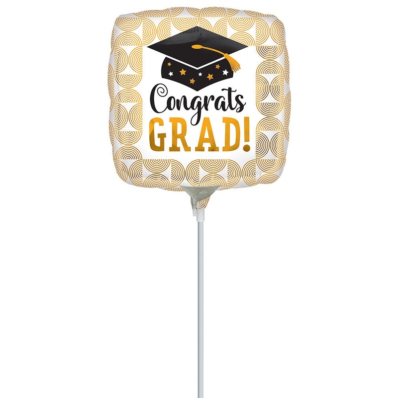 Congrats Grad Ribbed Lines 9" Air-fill Balloon (requires heat sealing)
