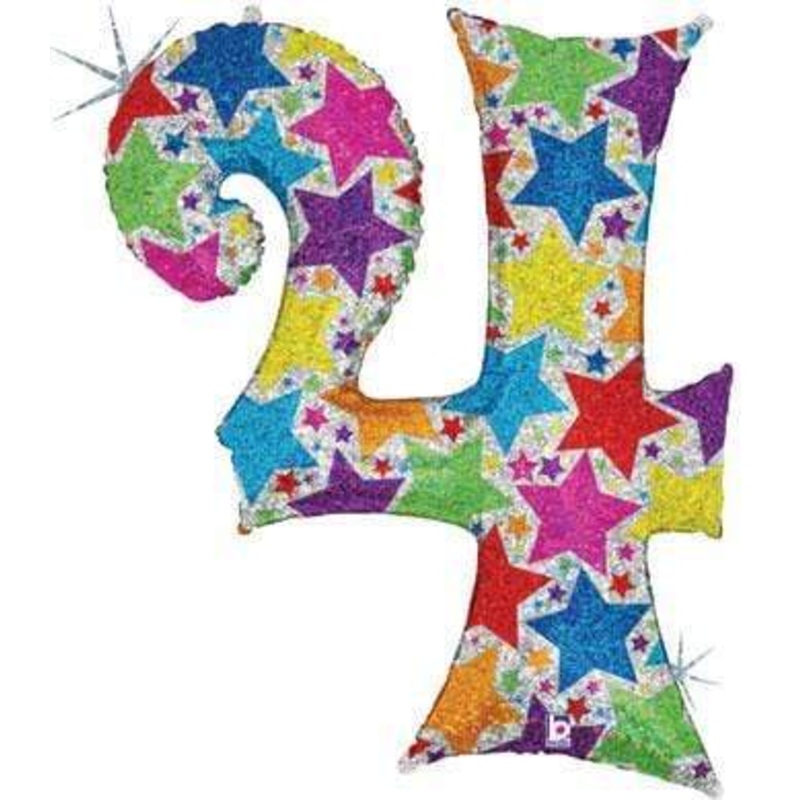 Designer Holographic Number 4 34" Balloon
