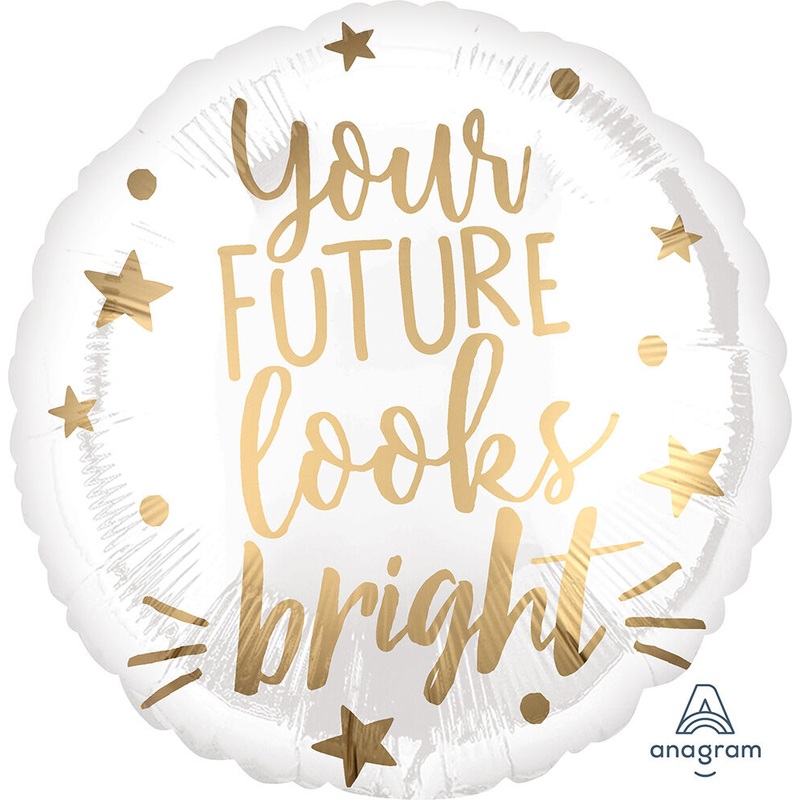 Future Looks Bright White/Gold 17" Balloon