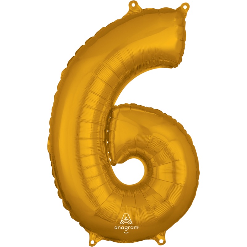 Gold Number 6 26 Balloon
