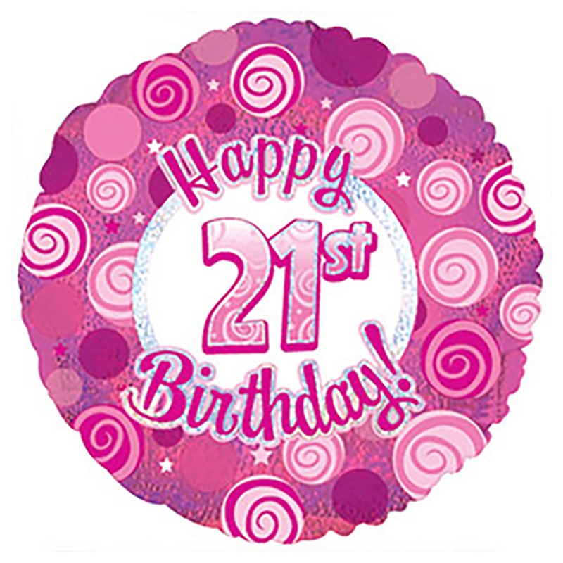 Happy 21 Birthday Pink Dazzleloon 17 Balloon
