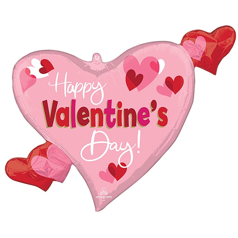 Happy Valentine's Day Playful Swirly Heart 24 Balloon