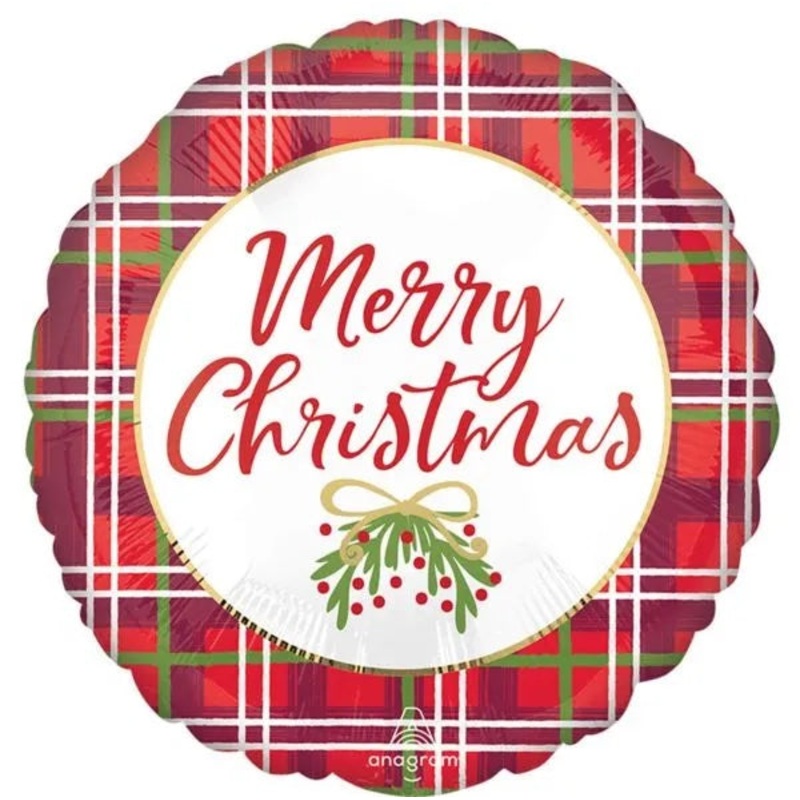 Merry Christmas Plaid 18 Balloon