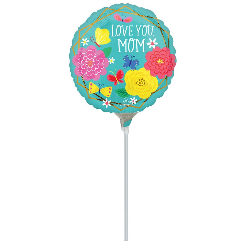 Mom Pretty Flowers And Butterflies 4" Air-fill Balloon (requires heat sealing)