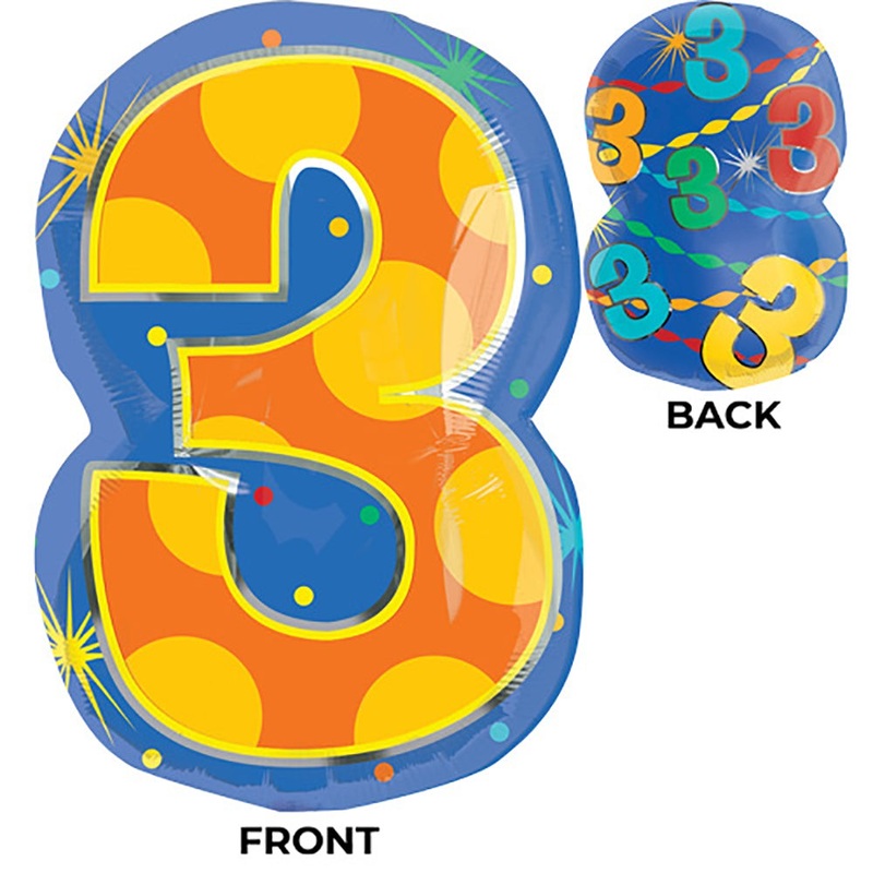 Number 3 - Confetti Dots 20 Balloon