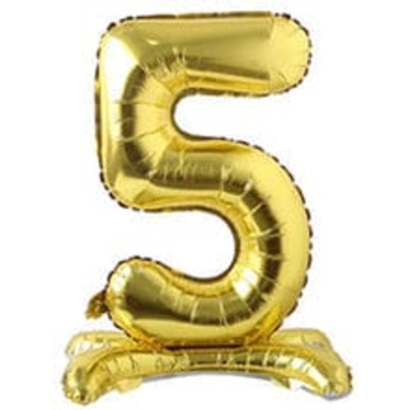 Number 5 Gold Standing 34 Balloon