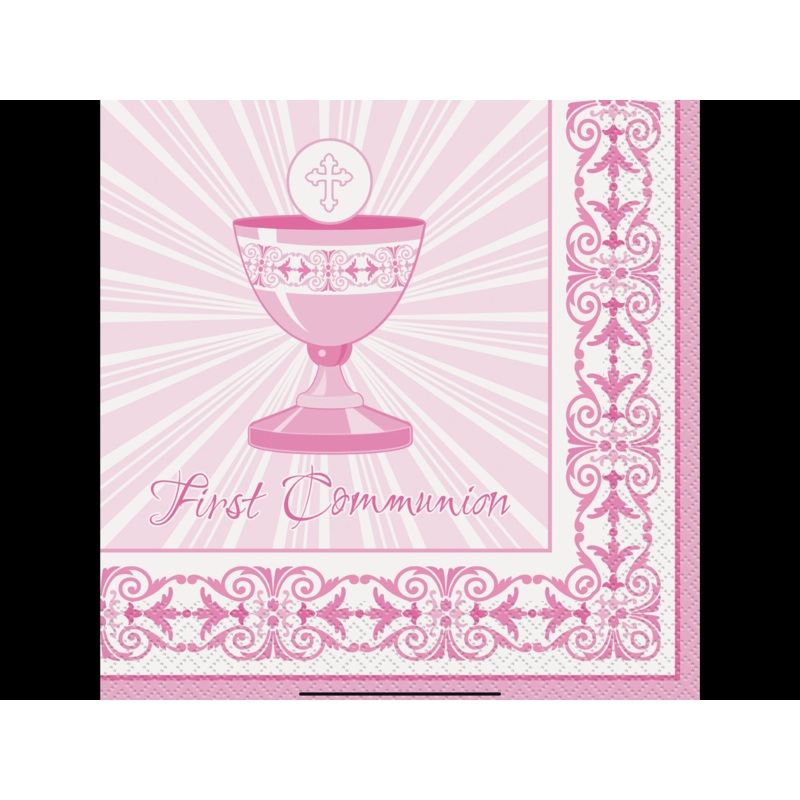 Pink Communion Napkin (16 count)