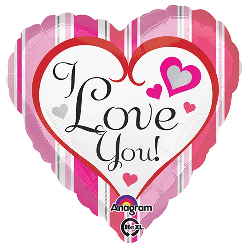 Pink Stripes Love You 18 Balloon