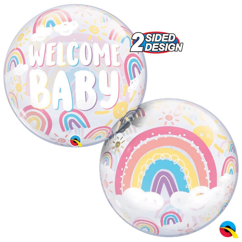 Welcome Baby Boho Rainbows 22 Bubble Balloon
