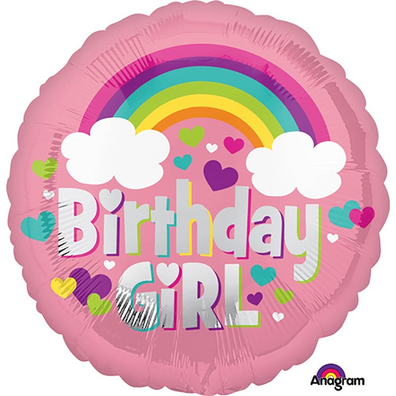 Birthday Girl Rainbow Fun 17 Balloon