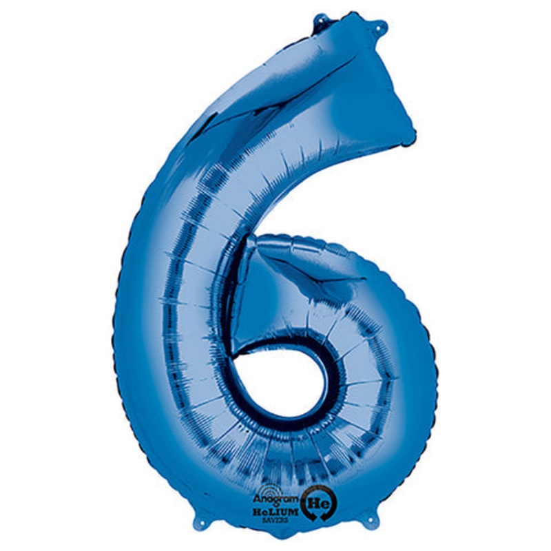Blue Number 6 34 Balloon