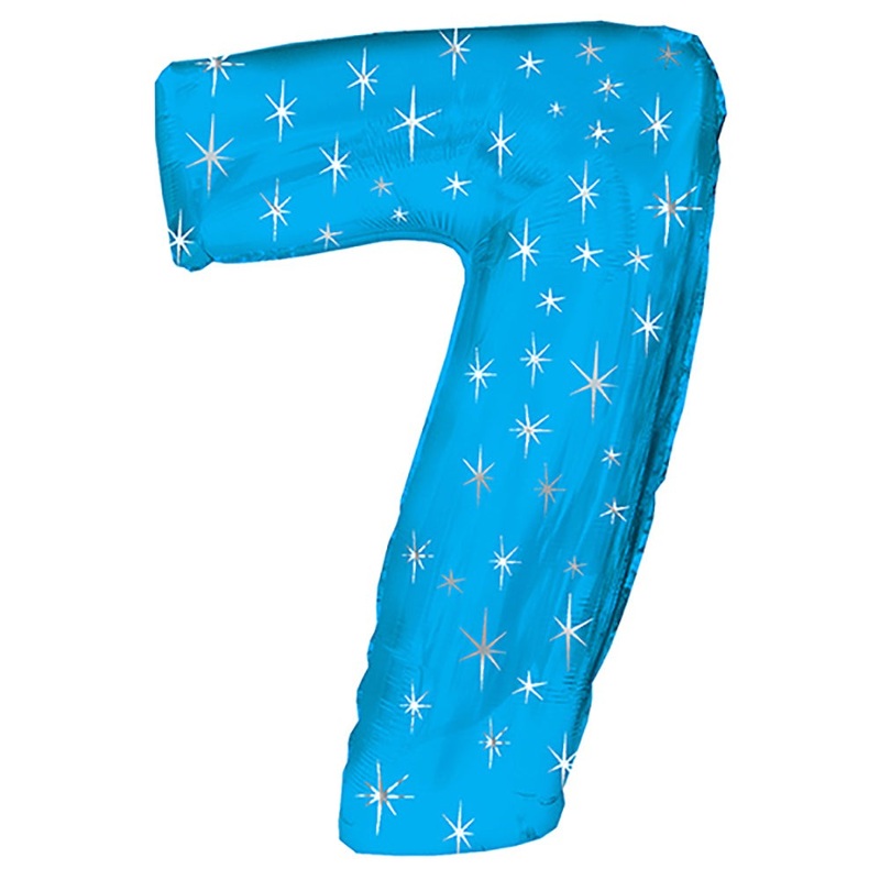 Blue Sparkle Number 7 (Seven) 38 Balloon