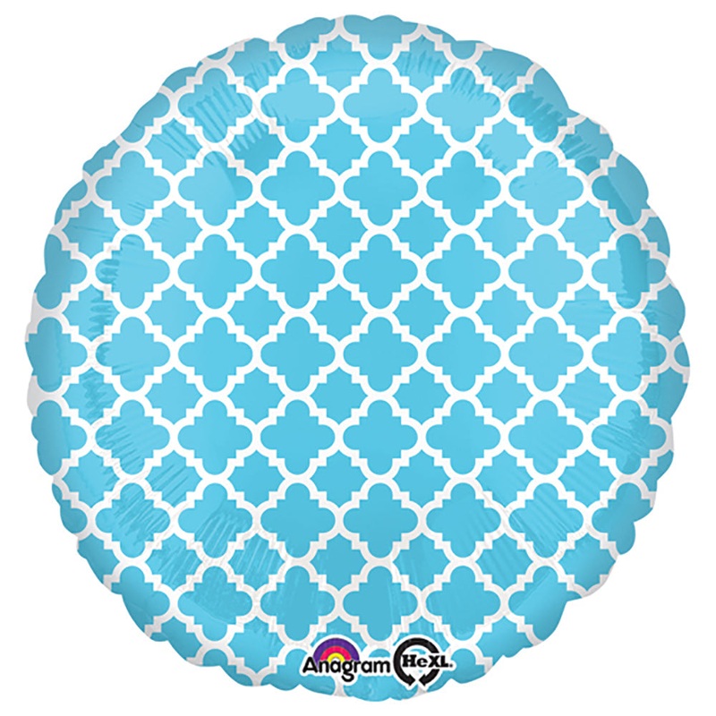 Circle - Quatrefoil Blue And White 18 Balloon