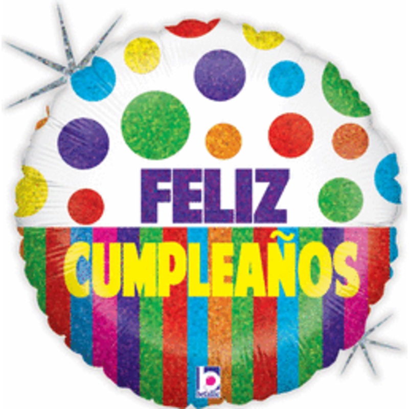 Cumpleaos Polka/Stripes 18" Balloon