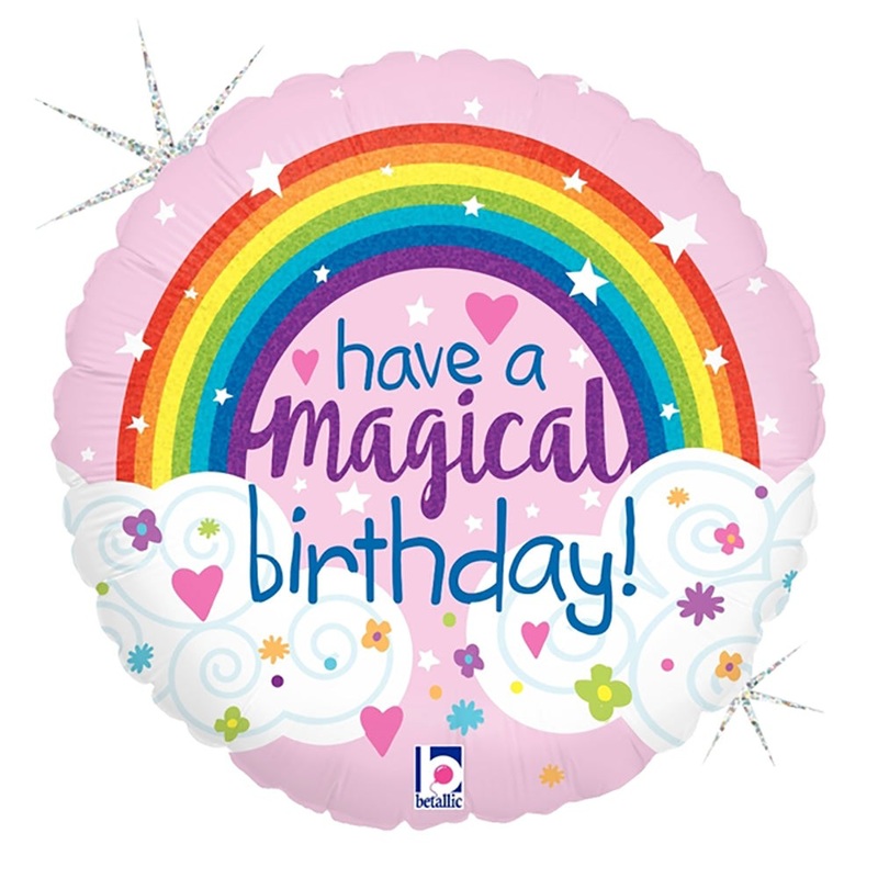 Glitter Magical Rainbow Birthday 18 Balloon