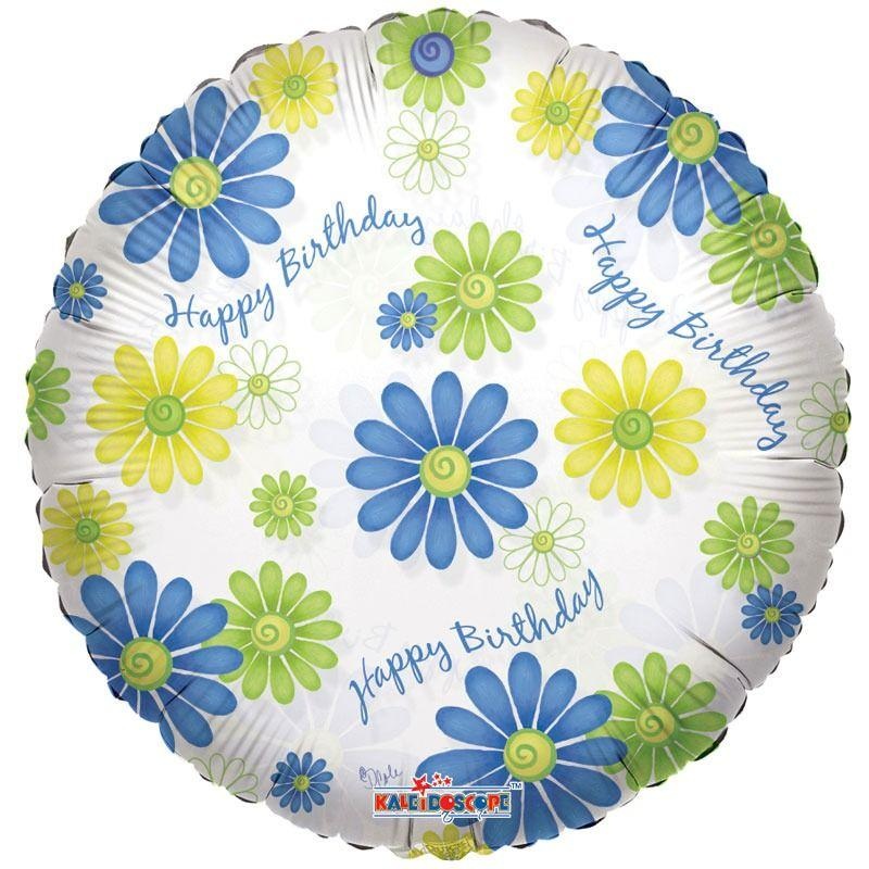 Happy Birthday Flowers 18 Clear View Round Balloon