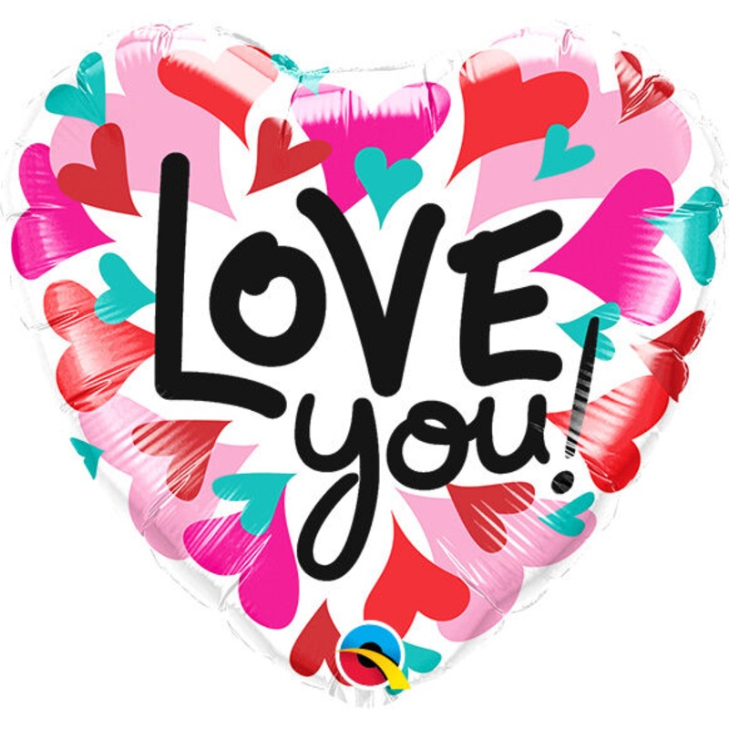 Love You! Converging Hearts 9" Air-fill Balloon (requires heat sealing)
