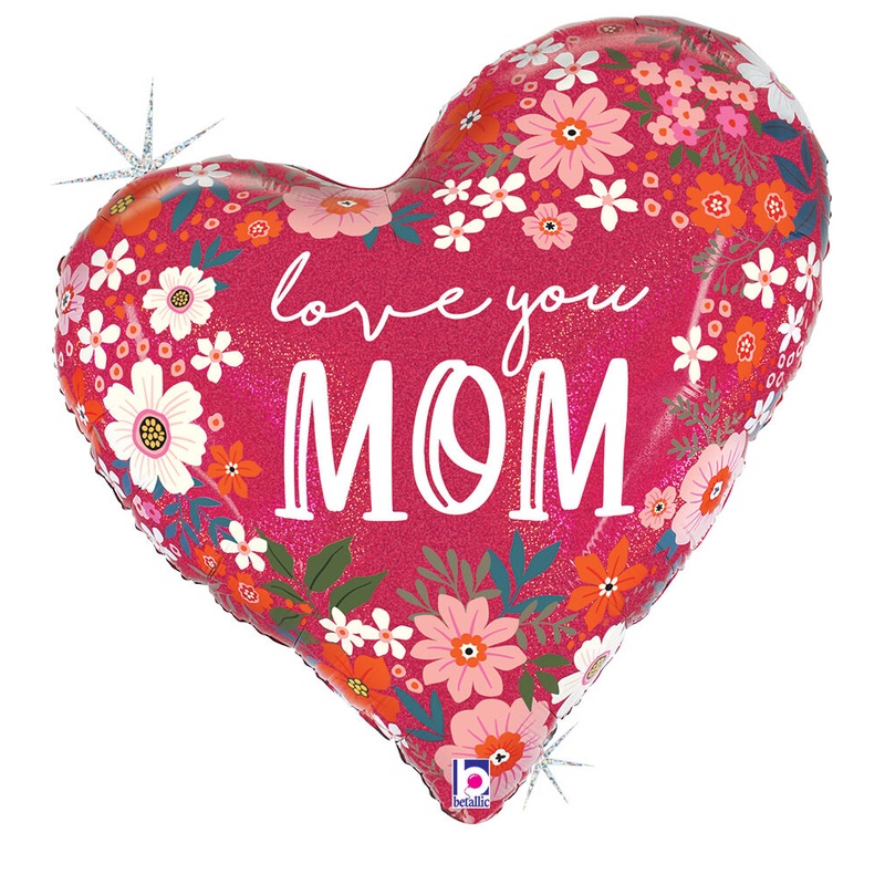 Mother's Day Floral Heart 35" Balloon