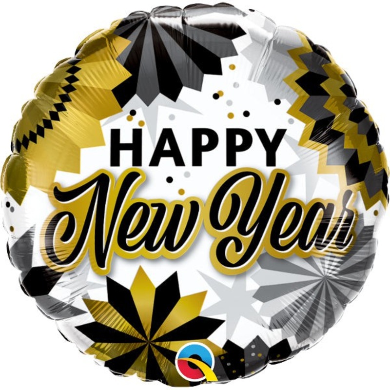 New Year Black & Gold Fans 18 Balloon