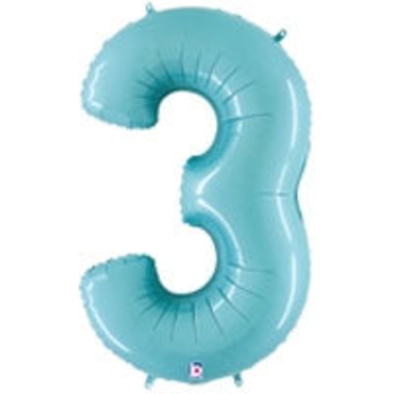 Pastel Blue Number 3 34 Balloon