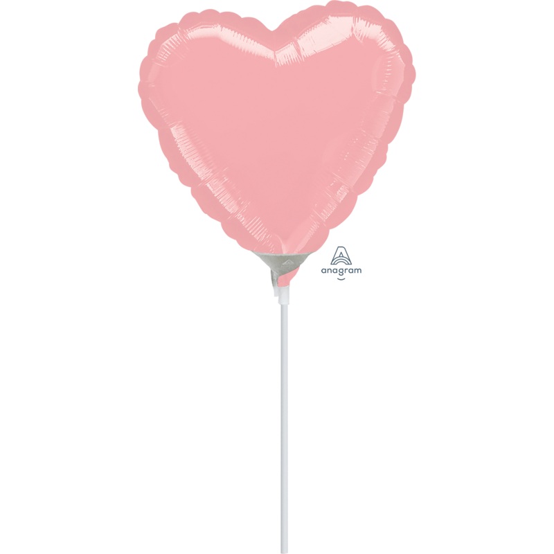 Pastel Pink Heart 9" Air-fill Balloon (requires heat sealing)