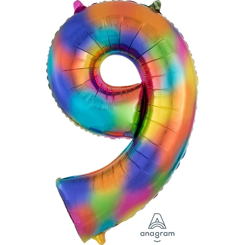 Rainbow Splash Number 9 34" Balloon