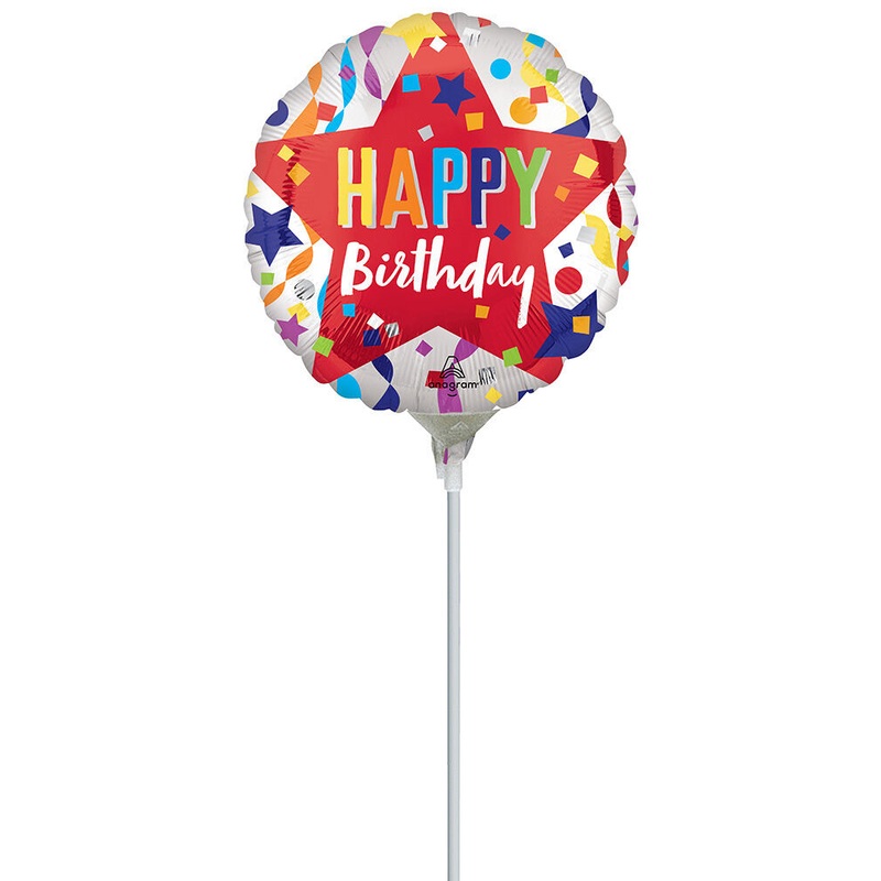 Satin Happy Birthday Star 4" Air-fill Balloon (requires heat sealing)