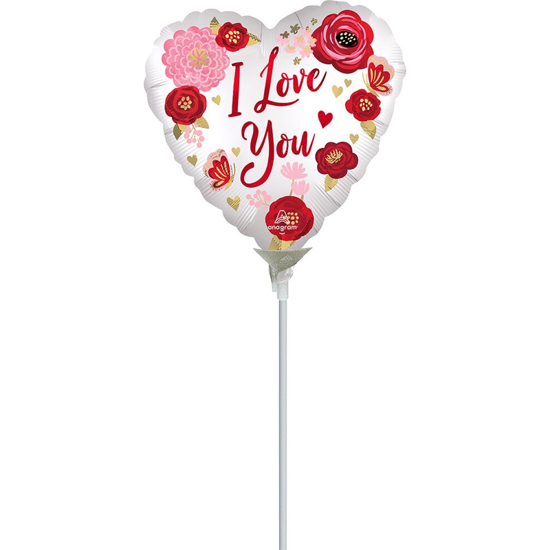 Satin Love You Flowers 4" Air-fill Balloon (requires heat sealing)