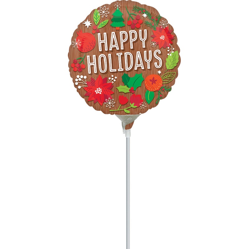 Woodgrain Holidays 4" Air-fill Balloon (requires heat sealing)