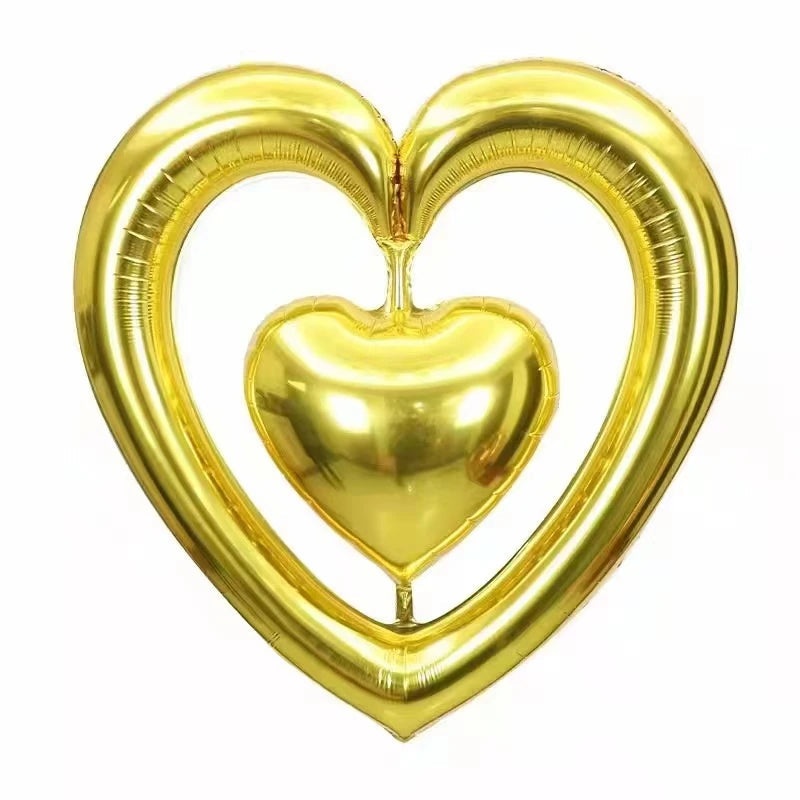 44in Open Double Heart Gold 44