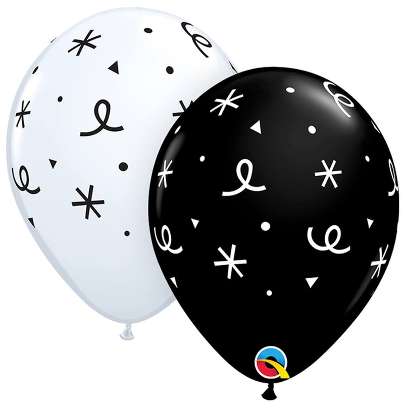 6-point Stars & Confetti - White & Onyx Black 50 Count 11 Latex Balloons (50 count)