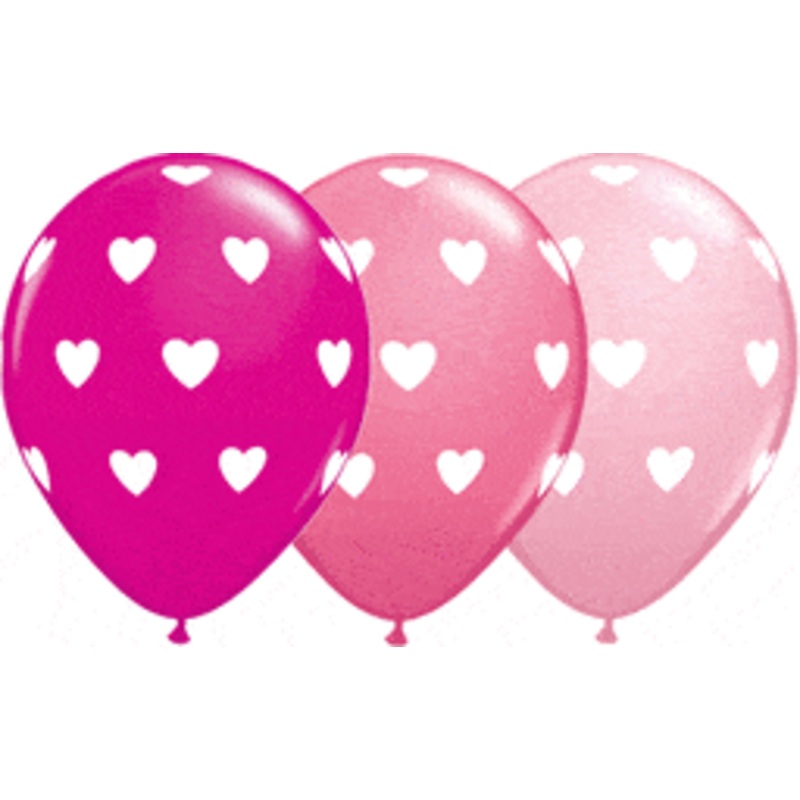 Big Hearts Pink Assortment 11 Latex Balloons (50)