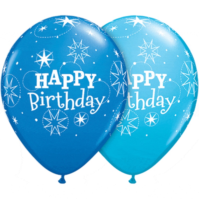 Birthday Sparkle Dark Blue & Robins Egg Blue 11 Latex Balloons (50)