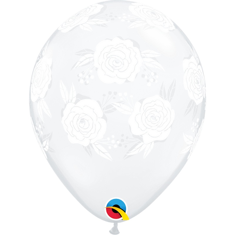 Diamond Clear Roses In Bloom 11 Latex Balloons (50 count)