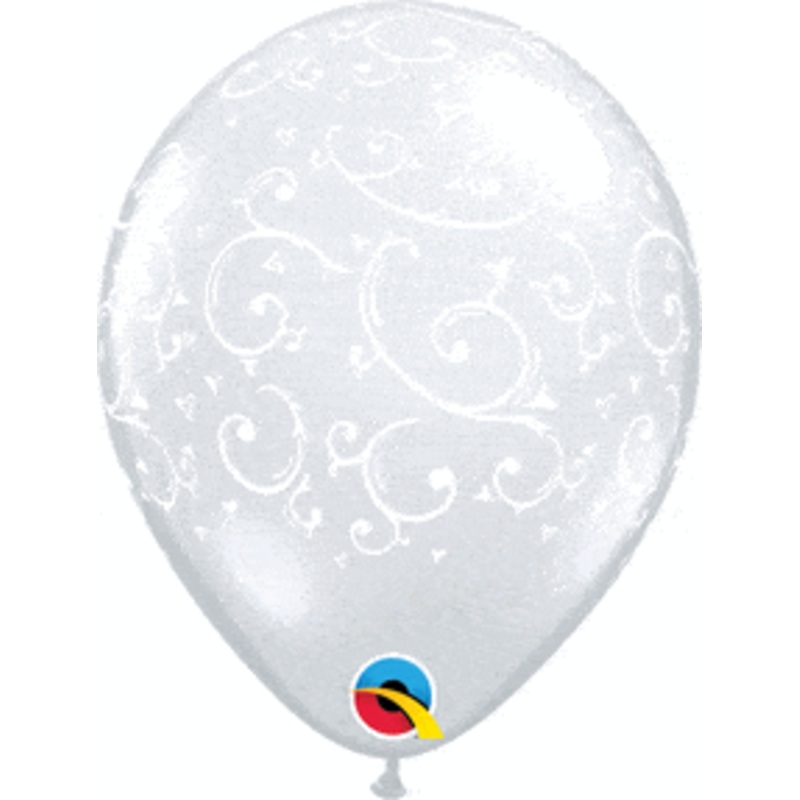 Filigree Hearts-A-Round Clear 5 Latex Balloons (100)