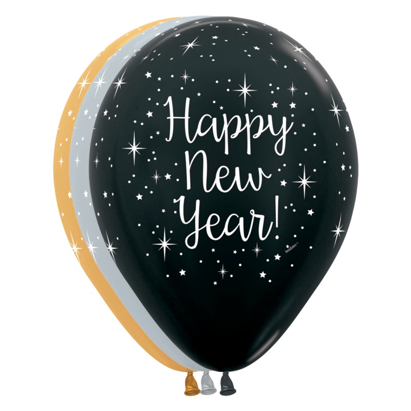 Glittering Happy New Year 11 Latex Balloons (50 count)
