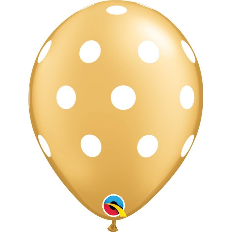 Gold with White Big Polka Dots 11 Latex Balloons (50 count)