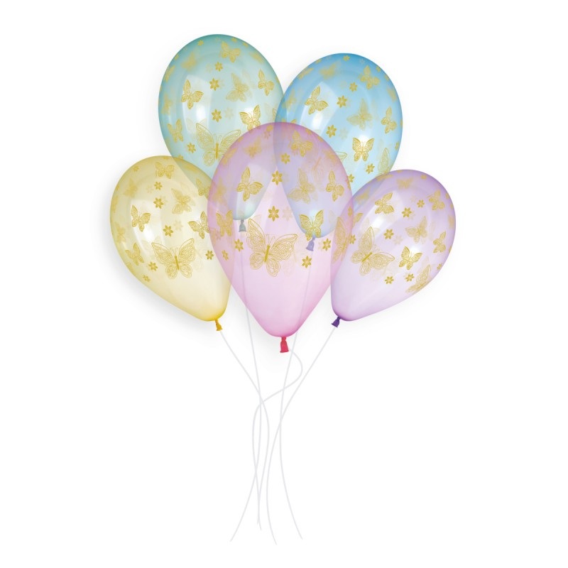 Golden Butterfly Crystal Assorted 13 Latex Balloons (50 count)