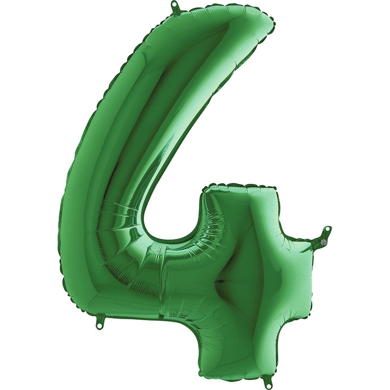 Green Number 4 34" Balloon