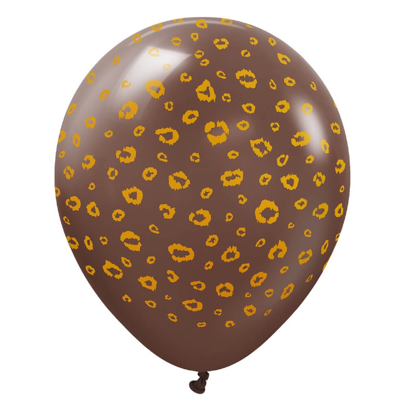 Kalisan Safari Leopard - Chocolate Brown W/ Gold Ink 12 Latex Balloons (25 count)
