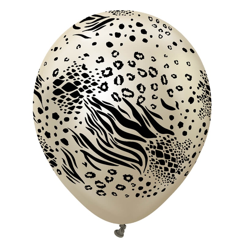 Kalisan Safari Mutant - Mirror White Gold W/ Black Ink 12 Latex Balloons (25 count)
