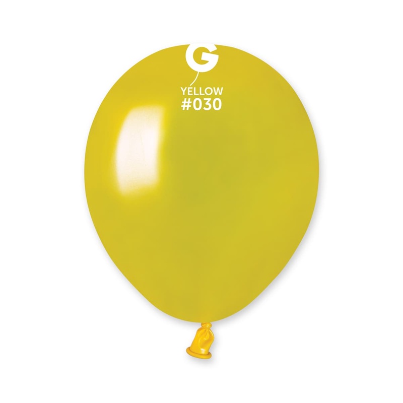 Metallic Metal Yellow 5 Latex Balloons (100 count)