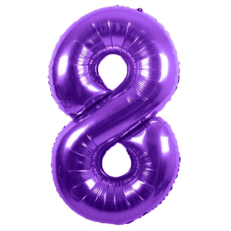 Purple Number 8 Metallic 34 Balloon