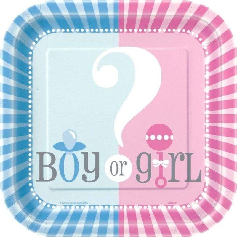 Gender Reveal Square Plates 7 (8 count)
