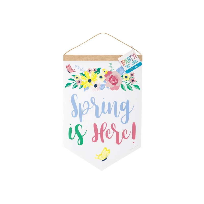 Spring is Here Pastel Floral Fabric Banner Decoration