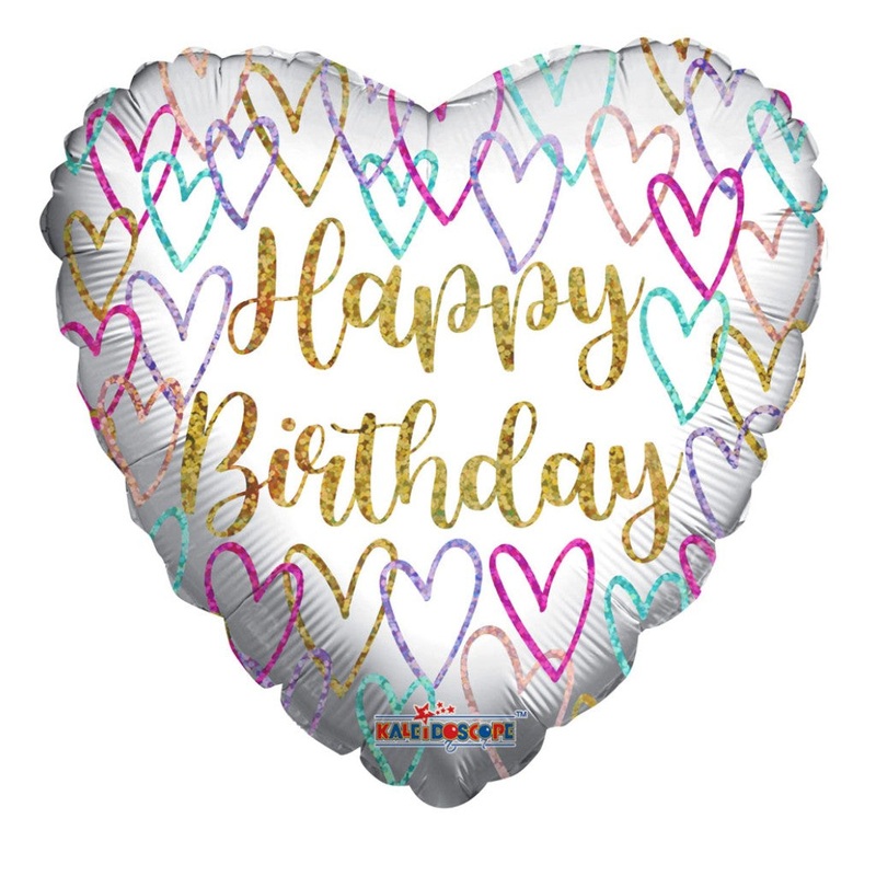 Birthday Hearts Holographic 18 Balloon