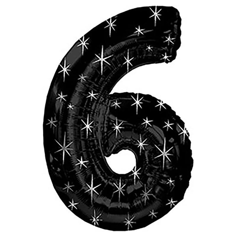 Black Sparkle Number 6 (Six) 38 Balloon