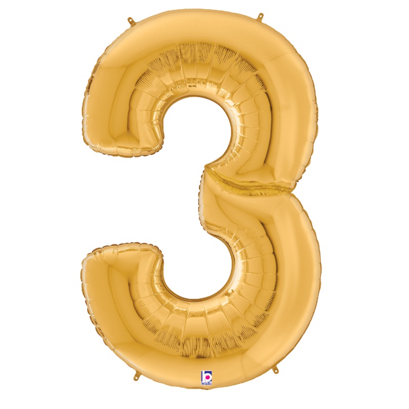 Gold Number 3 53 Balloon