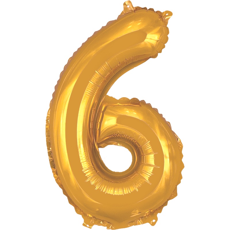 Gold Number 6 16 Balloon