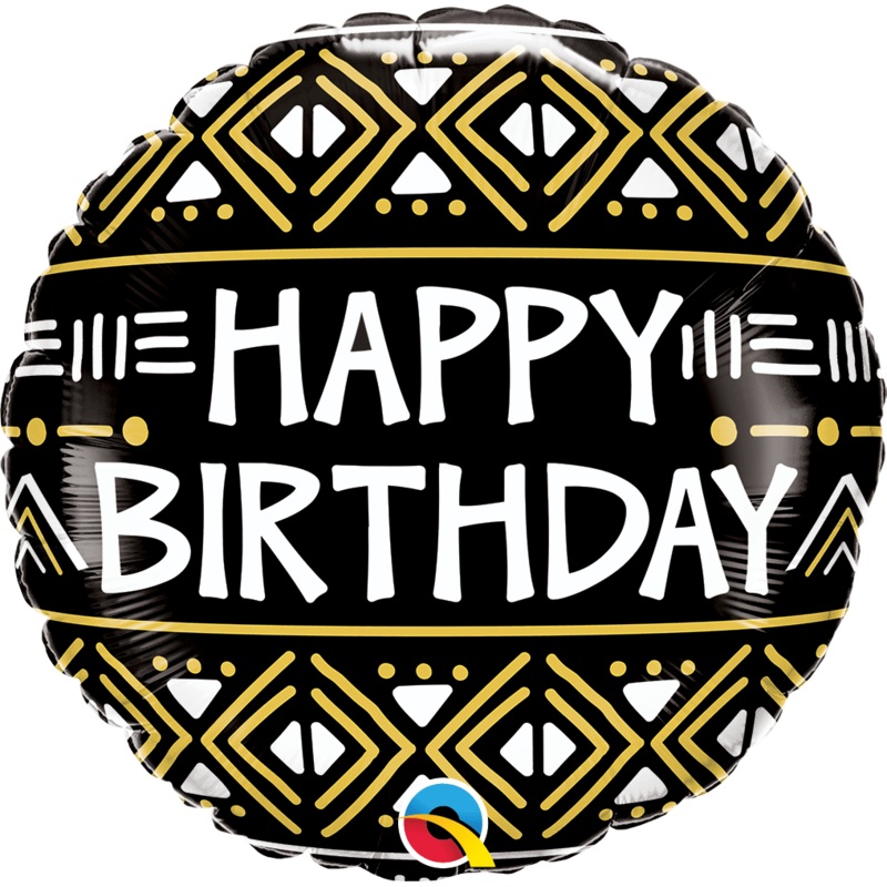 Happy Birthday Mud Cloth Print 18 Balloon